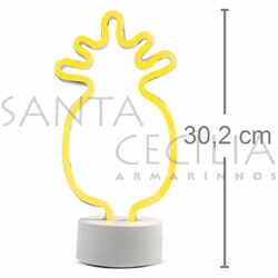 Luminária LED - Abacaxi Neon Vazado Amarelo 